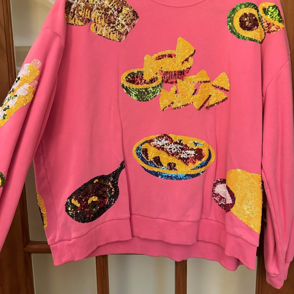Pink Sequin Embellished Sweatshirt